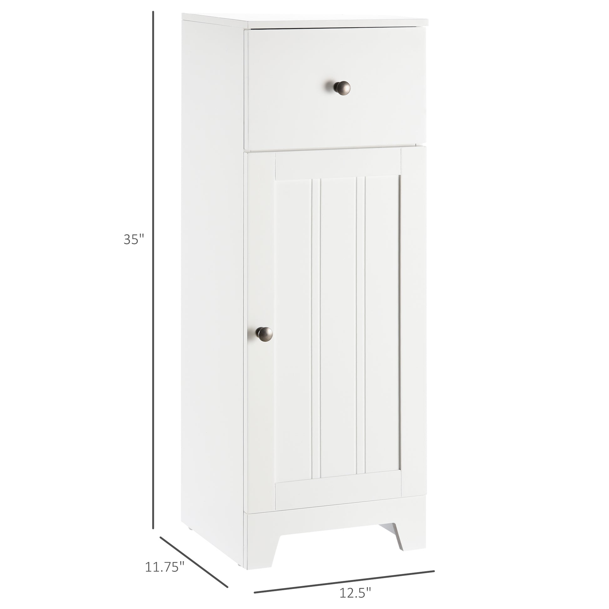 Short Bathroom Storage Cabinet, Cabinet Organizer with 1 Drawer and Adjustable Shelf for Living Room, White