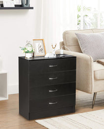 4 Drawer Chest  2 USB    2 Sockets  Nightstand Black