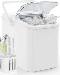 Countertop Ice Maker With Handle, 26lbs&24H Portable Ice Machine, 9 Bullet Ice Cubes Ready In 6 Mins, Self-Cleaning, Quiet Compact Ice Maker For Home, Kitchen, RV, Camping