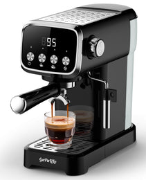 20 BAR Slim Espresso Machine With Milk Frother, Cup Warmer, 43 OZ Detachable Tank, For Espresso, Americano, Latte, Space-Saving, Screen Button, Black, Amazon Resale Prohibited
