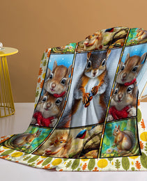 1pc Cute Cartoon Squirrel Printed Blanket, Soft And Skin Friendly Casual Blanket, Cover Blanket, Multi Scene Warm Decorative Blanket, Suitable For All Seasons