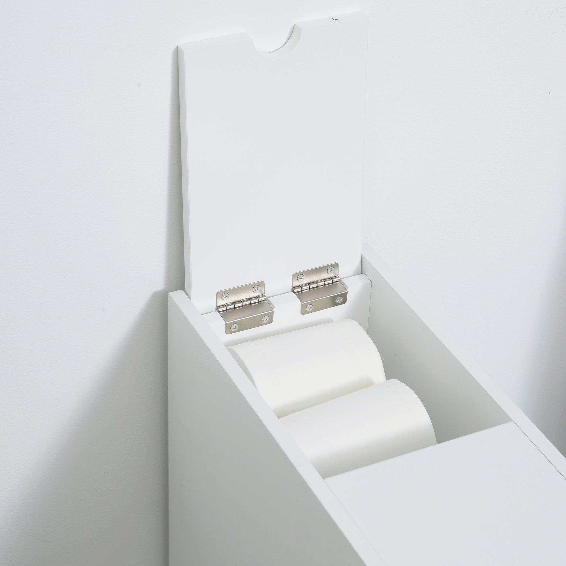 Bathroom Floor Organizer, Freestanding Space-saving Narrow Storage Cabinet, Bathtub Toilet Paper Holder With Drawers, White.