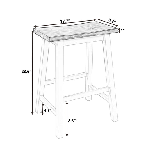 TOPMAx Farmhouse Rustic 2- Piece Counter Height Wood Kitchen Dining Stools For Small Places  Walnut