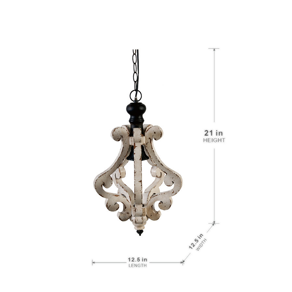 Farmhouse Chandelier, Dilapidated White Chandelier French Country Wood Chandelier For Living Room Foyer, Bulb Not Included - CJDS