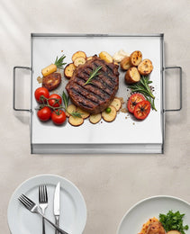 18x16 In Flat Top Griddle Stainless Steel Universal BBQ Grill Pan Cookware