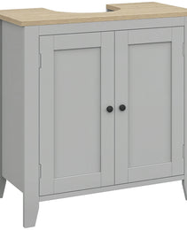 Bathroom Vanities, Pedestal Sink Cabinet with U-Shaped Cut-out and Adjustable Shelf, Gray