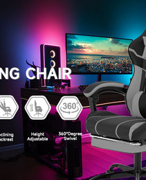 Gaming Chair, Computer Chair Ergonomic Chair With Footrest Office Chair Ergonomic Computer Chair With Lumbar Backrest Blackgray