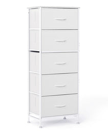 5 Drawer Dresser With Fabric Bins, Sturdy Steel Frame And Wood Top
