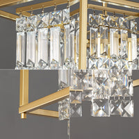 Modern Foyer Chandelier, Gold Crystal Chandelier Entryway Pendant Light Fixture, Square Adjustable Height Chandeliers for Kitchen Island, L15.74'' X H9.84''