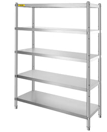 Stainless Steel Shelves 48x18.5 Inch 5 Tier Adjustable Shelf Storage Unit Stainless Steel Rack Shelving Heavy Duty Shelving For Kitchen Commercial Office Garage Storage 330lb Per Shelf