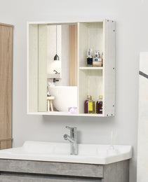 24.75" x 25.5" Bathroom Medicine Cabinet with Mirror, Storage Shelf, Over Toilet Bathroom Cabinet Wall Mounted for Living Room and Laundry Room, White