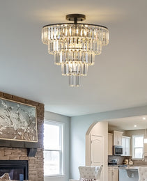 Large Black Crystal Chandelier, Contemporary Style Chandelier
