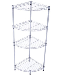 4-Tier Corner Storage Shelves, Wire Shelving Unit, Metal Shelf, Steel Storage Rack For Laundry Bathroom Kitchen Silver