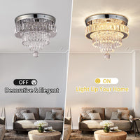 11.8" Crystal Ceiling Light, Flush Mount LED, Warm White