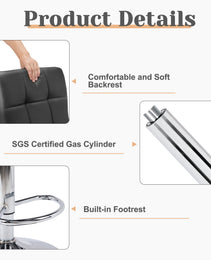 Square Cushion Bar Stool With Backrest