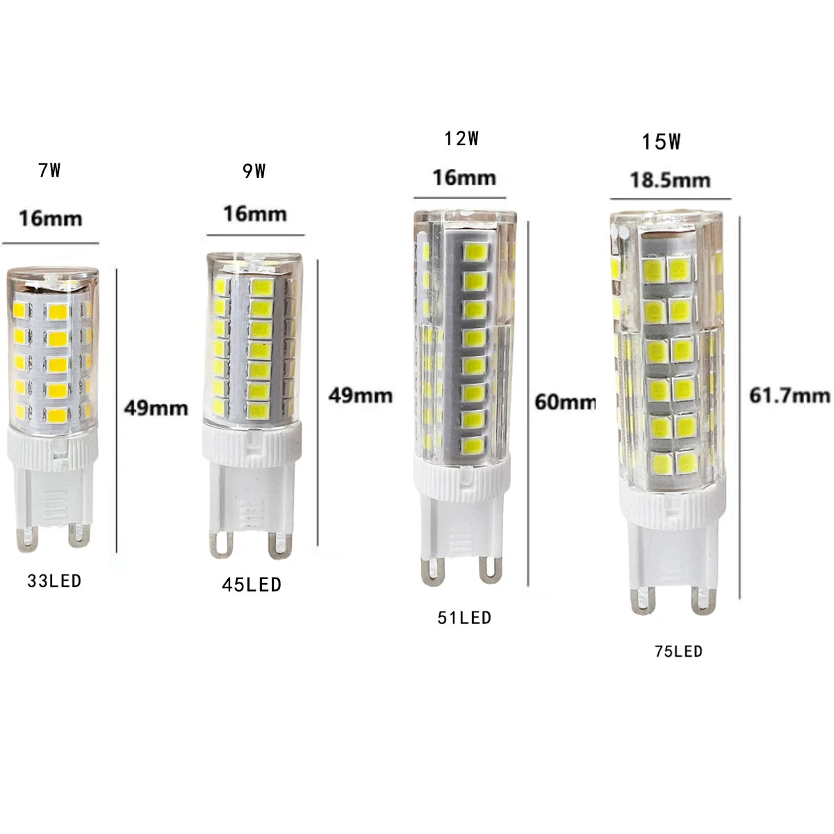 10Pcs Mini G9 Ceramic LED Bulbs Light Lamp 7W 9W 18W 20W 24W 2835 SMD Replace 100W Halogen 220V Lamps Home Chandelier Decoration