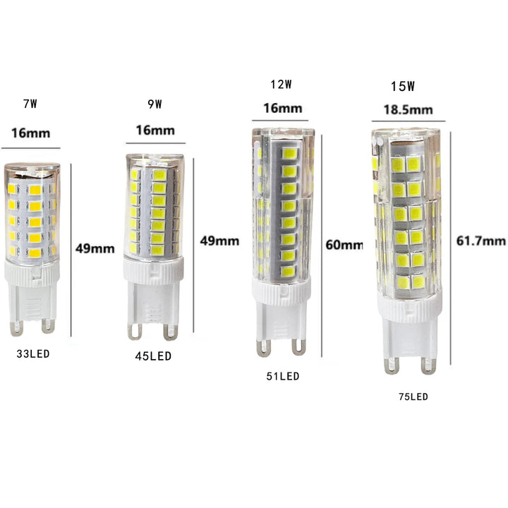 10Pcs Mini G9 Ceramic LED Bulbs Light Lamp 7W 9W 18W 20W 24W 2835 SMD Replace 100W Halogen 220V Lamps Home Chandelier Decoration