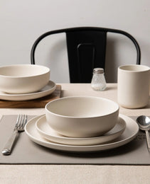 12-Piece Stoneware Dinnerware Sets With Mugs  Microwave  Dishwasher Safe  Non-Toxic Dinner Plates Bowls Set  Stackable Matte Glaze Kitchenware For 3