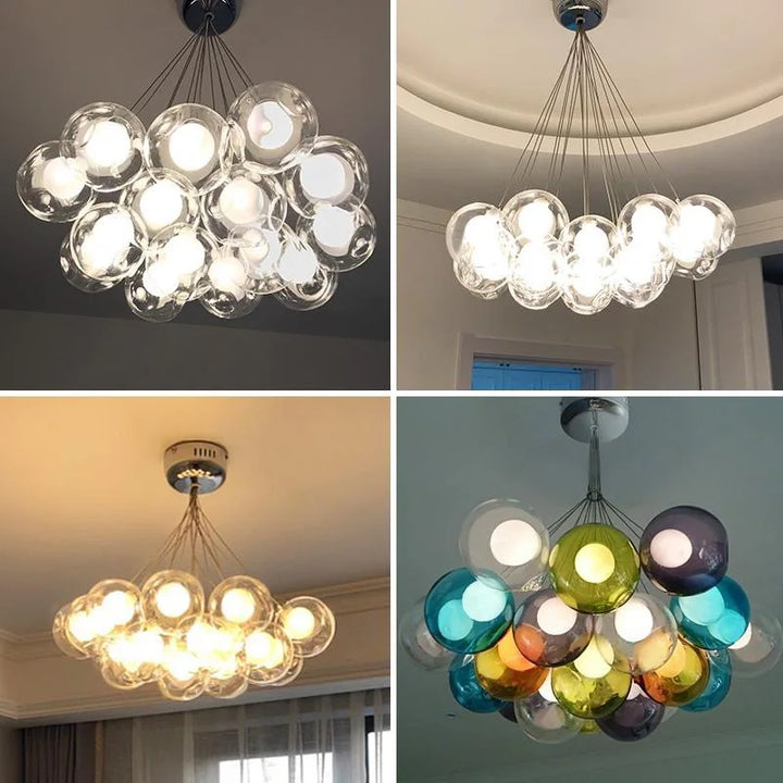 Nordic Modern Glass Ball Bubble Chandelier for Living Room Kids Bedroom Dining Table Clothing Store Lustre Pendant Light Fixture