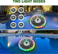 Solar Fountain with LED Lights Matte Panel, Built-in Battery Bird Bath Fountains Solar Power Pump for Pond, Outdoor,Garden,Pool