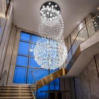 D24'' X H78'' Crystal Chandelier for Entryway High Ceiling Chandeliers Glam Chandelier Modern Large Raindrop Chandeliers LED Dimmable Light Fixtures for Staircaes Foyer Living Room