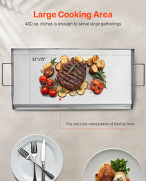 32x16 In Flat Top Griddle Stainless Steel Universal BBQ Grill Pan Cookware
