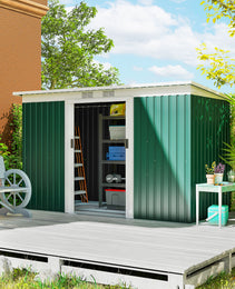 9' x 4' Metal Outdoor Storage Shed, Tool House with Double Lockable Doors for Backyard, Patio, Lawn, Garage, Dark Green