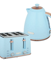 Azure Honeycomb Series: 3000W Rapid-Boil Kettle & 4-Slice Toaster Set