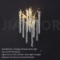 Modern Luxury Crystal Wall Lamp Living Room Bedroom Bedside Lamp Background Wall Villa Home Indoor Lighting Decoration LED Light