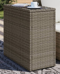 garden side table with glass top 58x27, rattan   garden side table