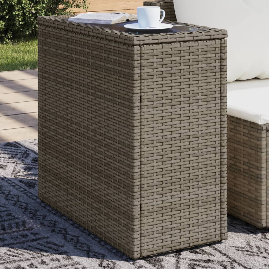 garden side table with glass top 58x27, rattan   garden side table