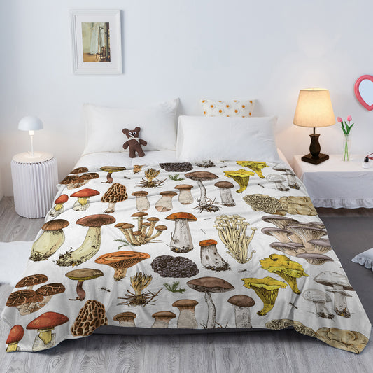 Mushroom Flannel Fleece Throw Blanket Soft Lightweight Plush Plant Blanket Throws For Couch Bed Sofa Travel All Season