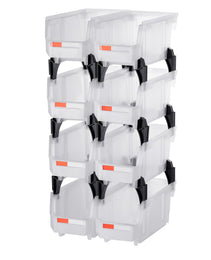 Plastic Stackable Storage Bins, 10.9 X 5.5 X 5.1 Inch (8 Pack), Plastic Containers For Organizing & Storage Bins For Closet, Garage, Small Parts, Office Supplies, Other Accessories, Transparent
