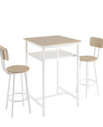 Bar Table, Equipped With 2 Bar Stools , With Backrest And Partition Beige