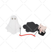 Cute Ghost LED Night Light with Dog Figure - Spooky Desk Lamp, Halloween Decor, Warm Light for Bedroom