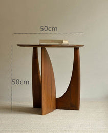 Round Solid Wood Side Table Geometric Designer Corner Table Black Bedside Table