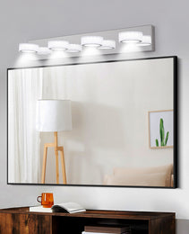 29  Modern 4-Light LED Vanity Light, Sleek Chrome Bathroom Wall Light Fixture For Mirror, Shower, And Bathroom Decor