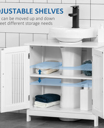 Bathroom Under Sink Cabinet Vanity Unit with Adjustable Shelf Space Saver, White