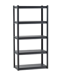 Storage Shelves, 2000 Lbs, 5 Tier Garage Storage Shelving, 16" D X 32" W X 63" H Adjustable Metal Shelves For Garage Shelves Utility Rack Shelf, Ideal For Kitchen, Warehouse, Basement, Black