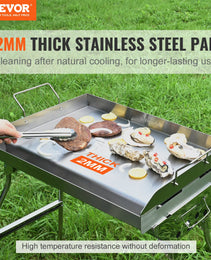 Stove Top Griddle, 23.5"x16" Pre-Seasoned Stainless Steel Griddle, Rectangular Double Burner Griddle Pan, Non-Stick Family Pan Cookware With Handles And Oil Groove, For BBQ, Gas Grills, Silver