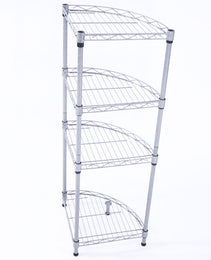 4-Tier Corner Storage Shelves, Wire Shelving Unit, Metal Shelf, Steel Storage Rack For Laundry Bathroom Kitchen Silver