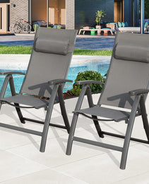 Patio Folding Chairs Set Of 2,Textilene Fabric Seat