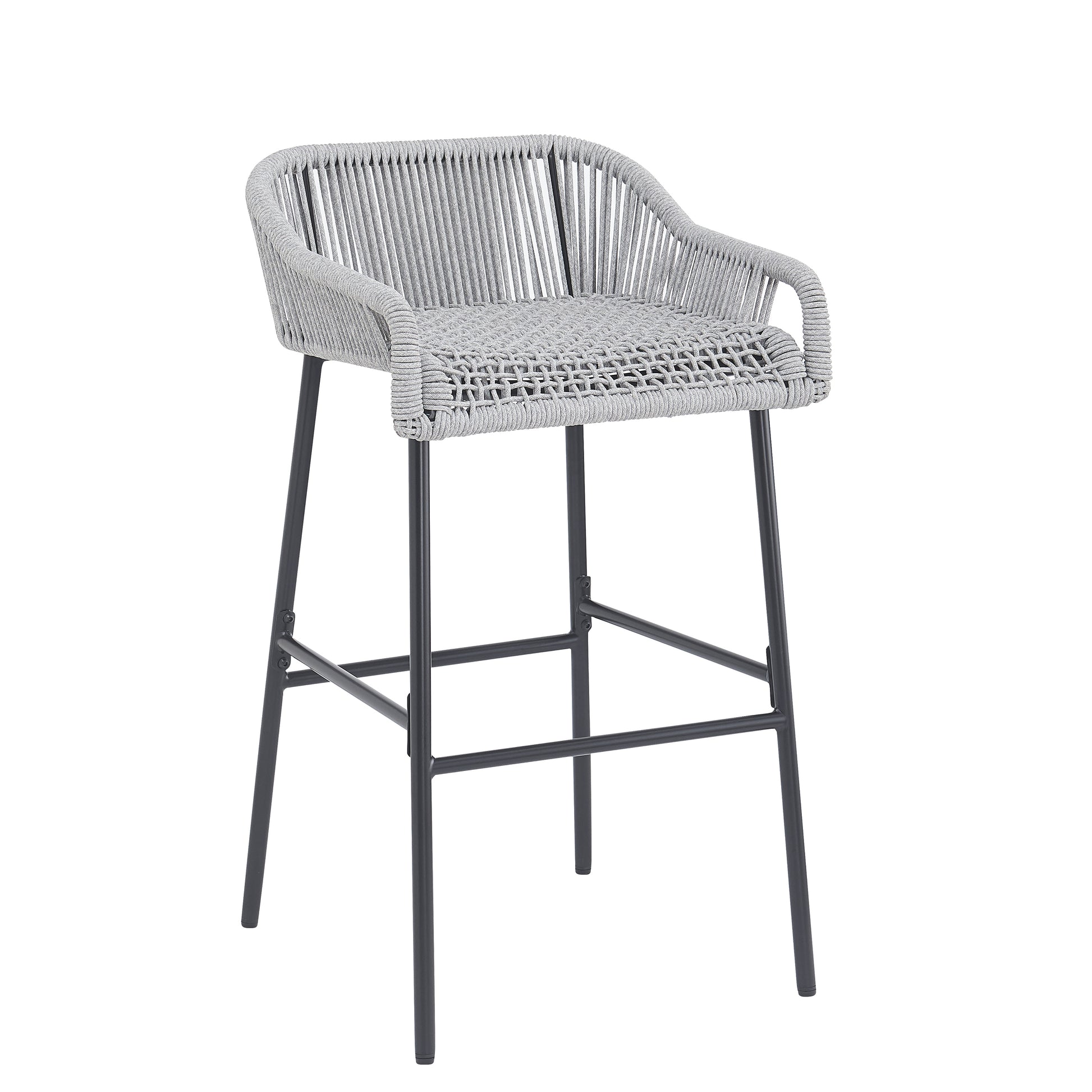 La Push Outdoor Patio Light Gray Rope Bar Stool  Set Of 2