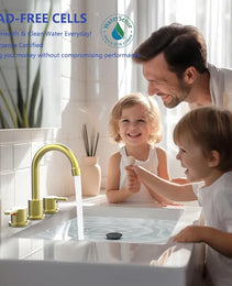 Widespread Bathroom Sink Faucet Brushed Gold 2 Handle 8 Inch 3 Hole 360' Swivel Spout Vanity Sink With Pop Up Drain Assembly-Unable Ship On Weekends, TK And TEMU Only For Pickup