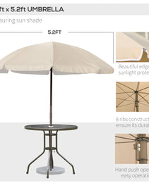 6-Piece Patio Dining Set With Umbrella, Folding Chairs & Glass Table, Beige - Outdoor Meal Setup