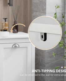 Dual Tilt out Laundry Hamper Cabinet, Bathroom Storage Cabinet with 2-Compartment Hamper, Modern Bathroom Floor Cabinet for Washroom, White