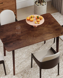 47.2" Rectangle Dining Table For 4, Mid-Century Modern Kitchen Table With Rubber Wood Legs For Dining Room, Walnut
