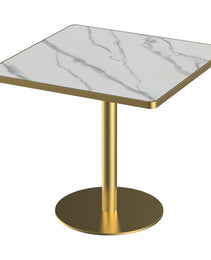 Square Modern Dinning Table 31.5 Inches Bistro Table Tulip Table With Faux Marble Top,Easy Assemble,Sturdy Metal Frame Diameter