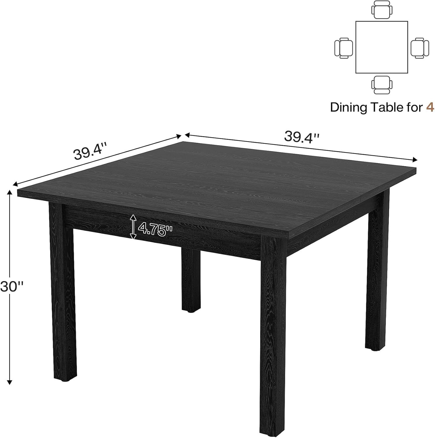 Wood Dining Table Modern Kitchen Table For Dining Room Living Room, 2-4 People Dining Room Table Square Dinner Tables With Wooden Legs Thick Top