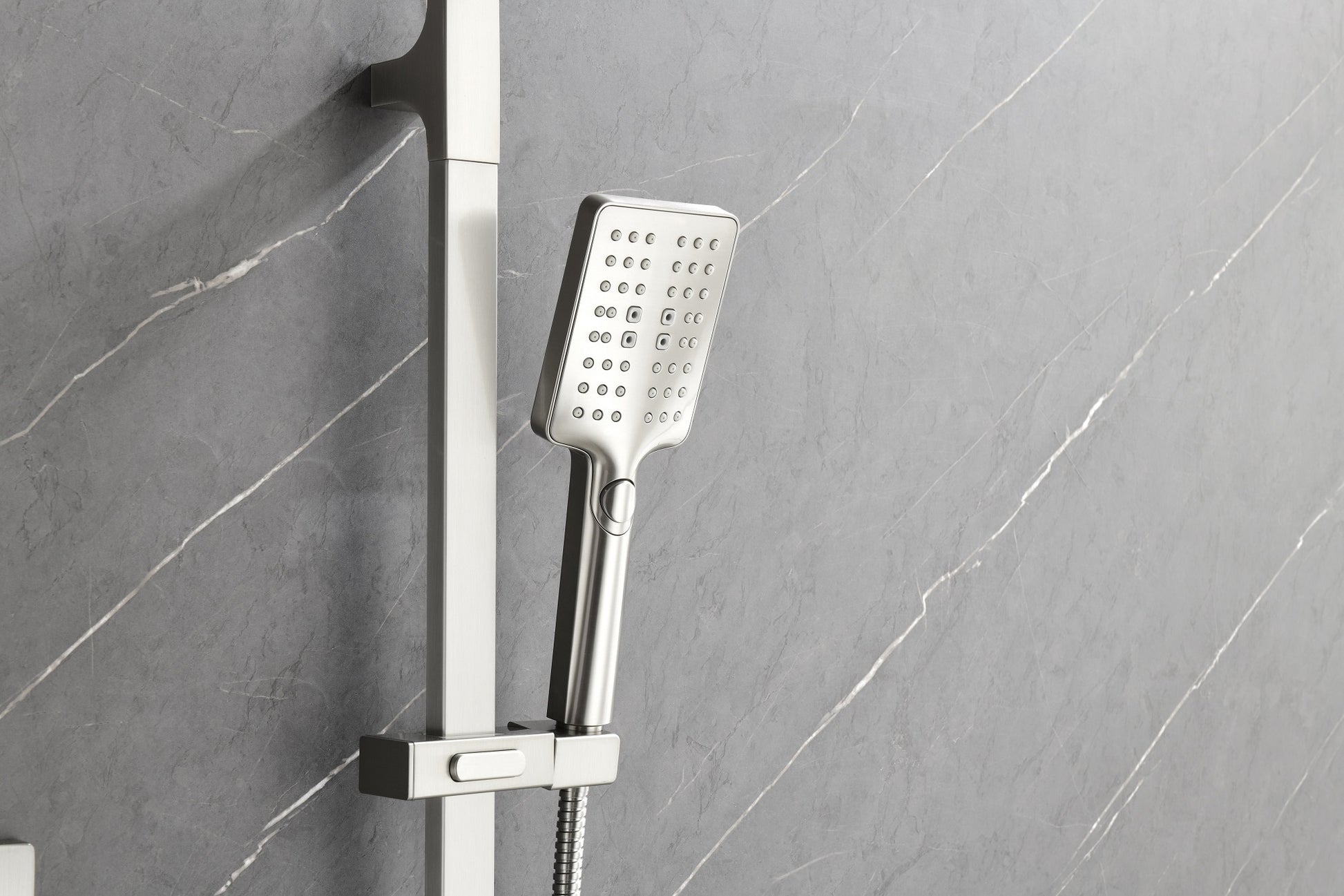 Shower System With Shower Head, Hand Shower, Slide Bar, Sprayer, Shower Arm, Hose, Valve Trim And Lever Handle